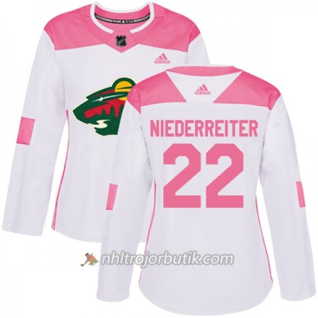 Dame Ishockey Minnesota Wild Tröja Nino Niederreiter 22 Adidas 2017-2018 Vit Rosa Fashion Authentic